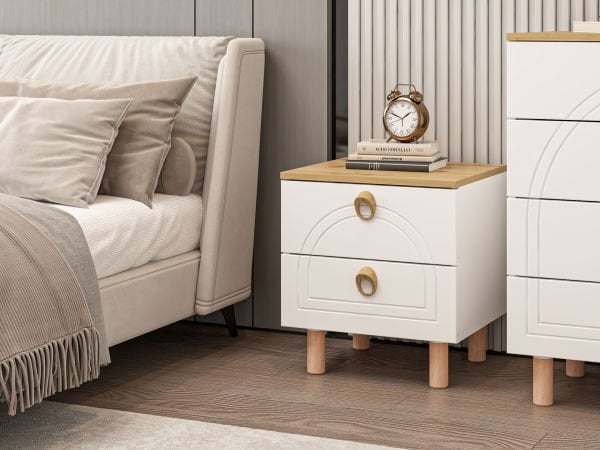 Lotus Bohem Tarz Komodin - Artisan/Beyaz