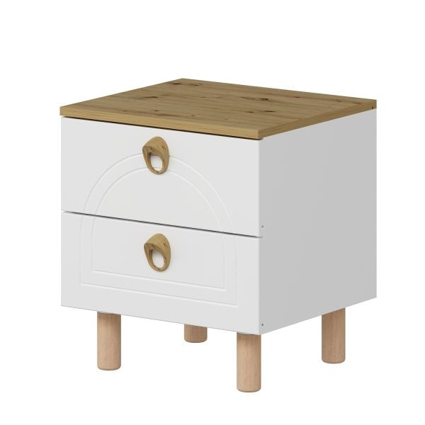 Lotus Bohem Tarz Komodin - Artisan/Beyaz