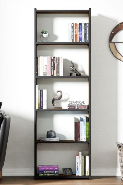 Ceramical Kts2 Modern Kitaplık / 5 Raflı - 60x180 Cm - Ceviz