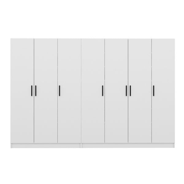 Minar Kale 210 Cm 7 Kapaklı 3B Raf Portmanto Beyaz