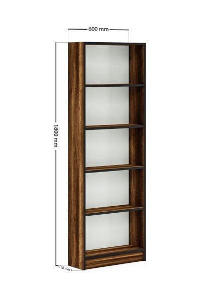 Cera Kts2 Modern Kitaplık / 5 Raflı - 60x180 Cm - Ceviz