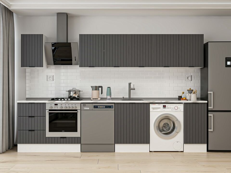 Alvinka 330X210 Cm Mbr_B Mutfak Dolabı Antrasit - Mdf