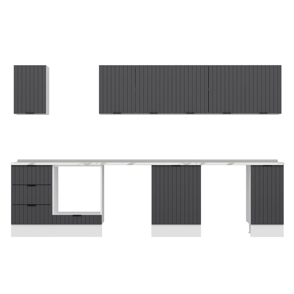 Alvinka 330X210 Cm Mbr_B Mutfak Dolabı Antrasit - Mdf