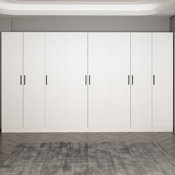 Minar Kale 210 Cm 8 Kapaklı 4B Raf Portmanto Beyaz