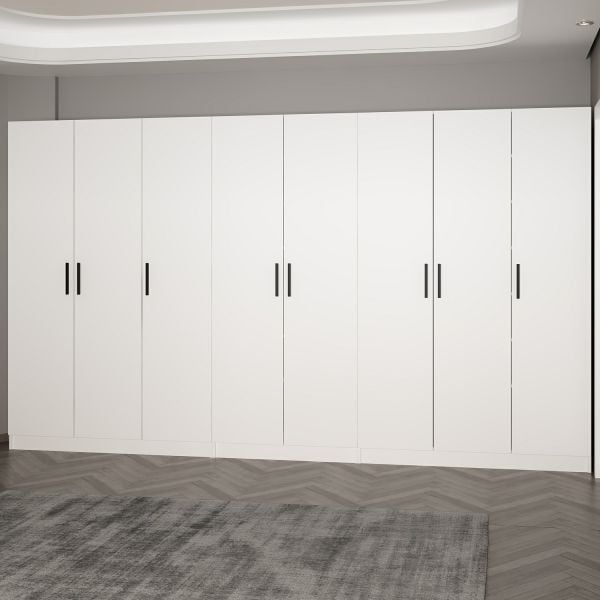 Minar Kale 210 Cm 8 Kapaklı 4B Raf Portmanto Beyaz