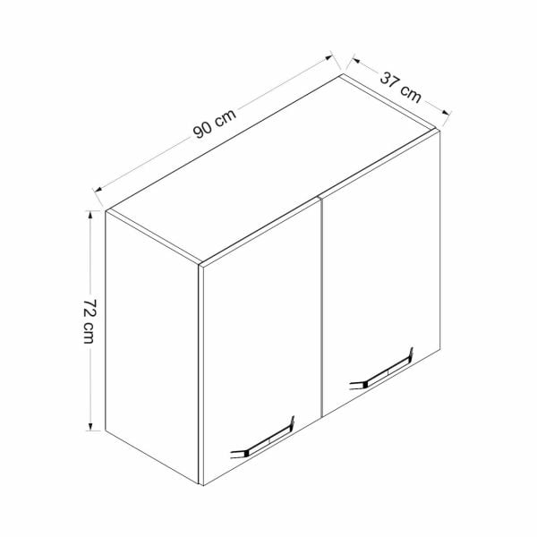 Minar Mutfak Üst Modül 2Dk1R 90Cm Dolap Beyaz - B1