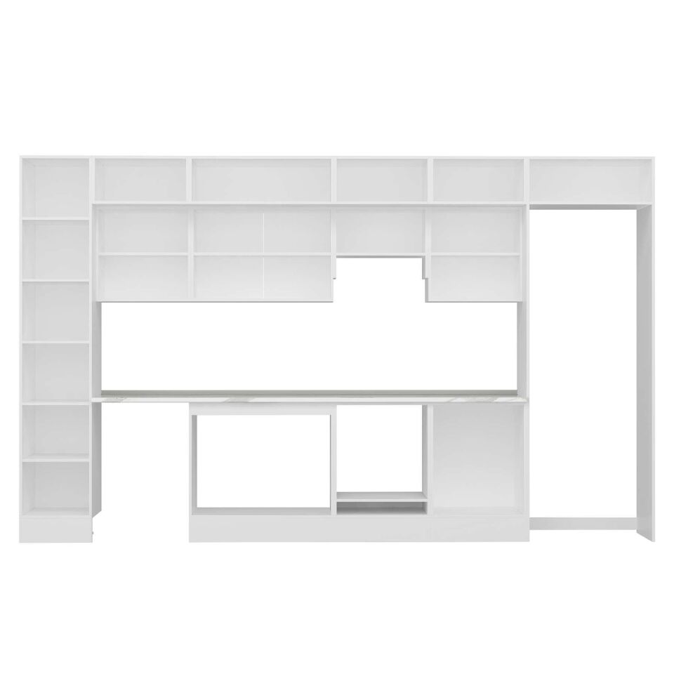 Alvinka 385X240 Cm High Gloss Mutfak Dolabı Mbb-E80B45S60-1 High Gloss | Beyaz - Mdf