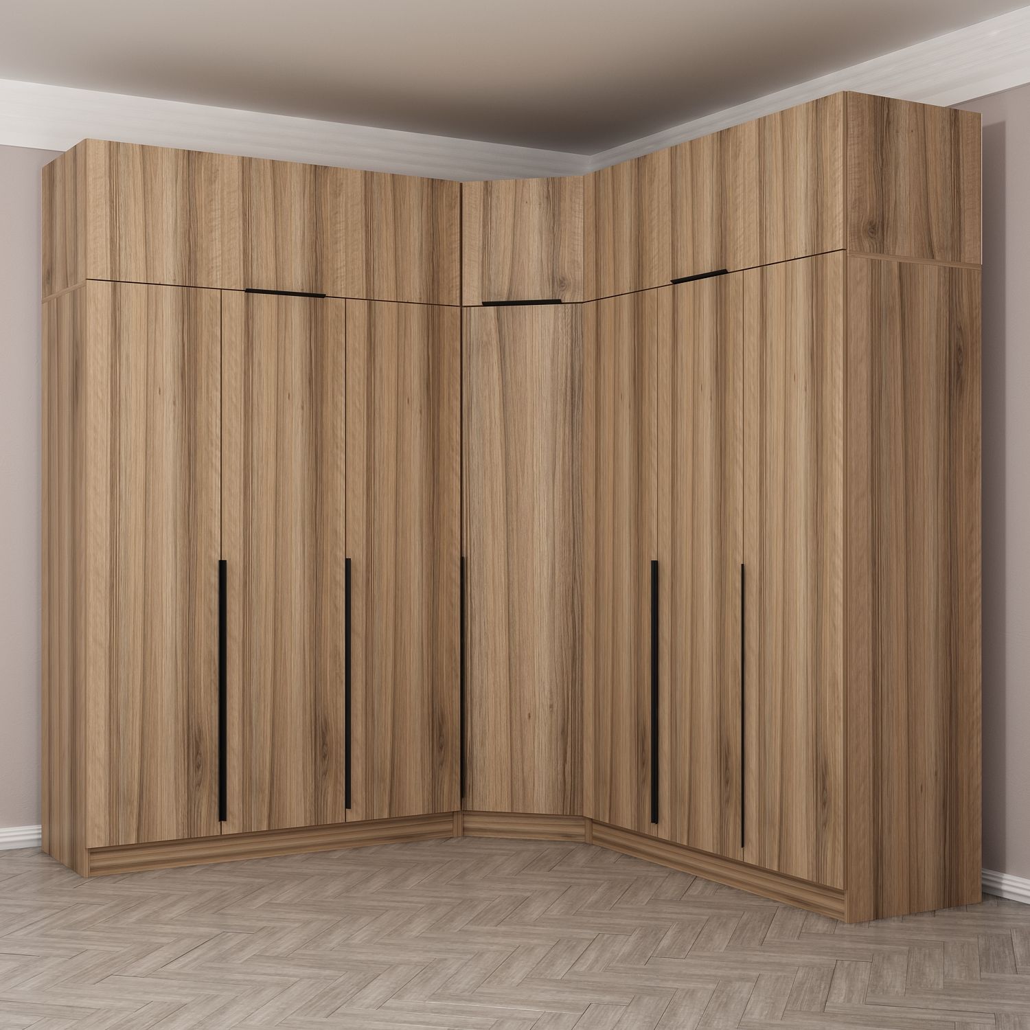 Kaleplus 7 Kapaklı 4 Çekmeceli Köşe Dolap + Yüklük Dore Dore Plus