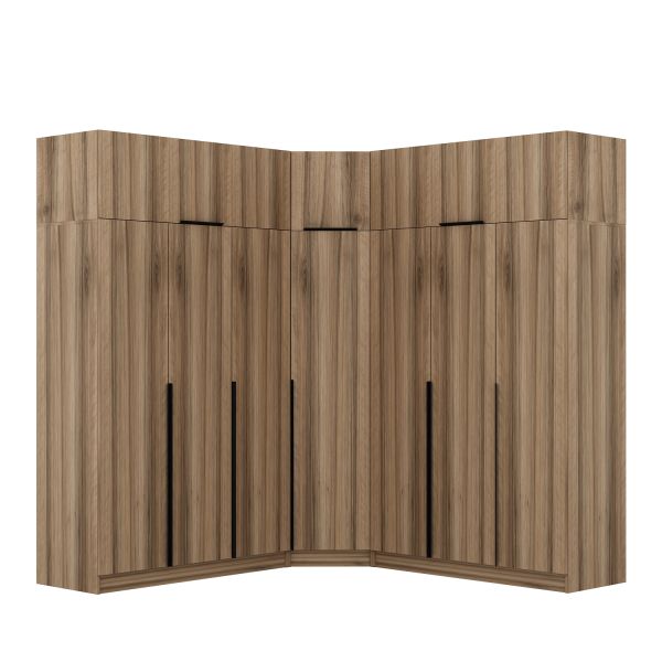 Kaleplus 7 Kapaklı 4 Çekmeceli Köşe Dolap + Yüklük Dore Dore Plus