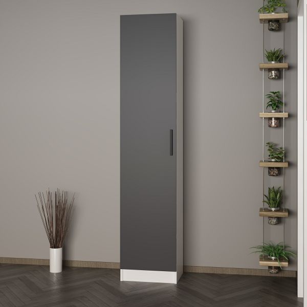Minar Kale 210 Cm 1 Kapaklı 1B Raf Portmanto Beyaz Antrasit