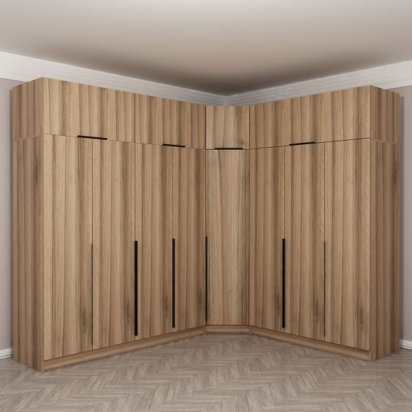 Kaleplus 8 Kapaklı 4 Çekmeceli Köşe Dolap + Yüklük Dore Dore Plus