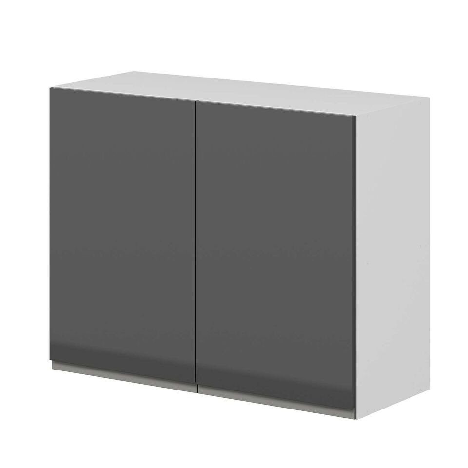 Alvinka Mutfak Modül Hg_J Üst 2Dk1R 90-H72Cm Dolap Beyaz Antrasit Mdf