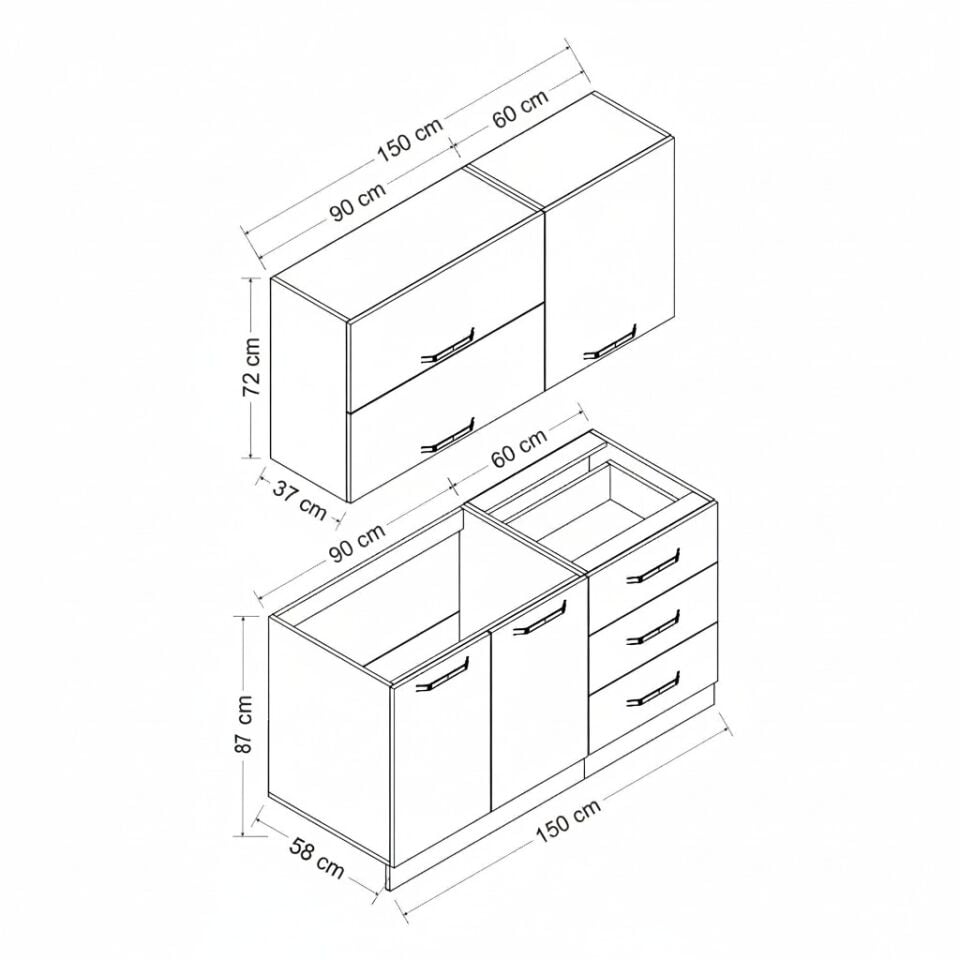 Minar 150 Cm Mutfak Dolabı Beyaz 150-B2