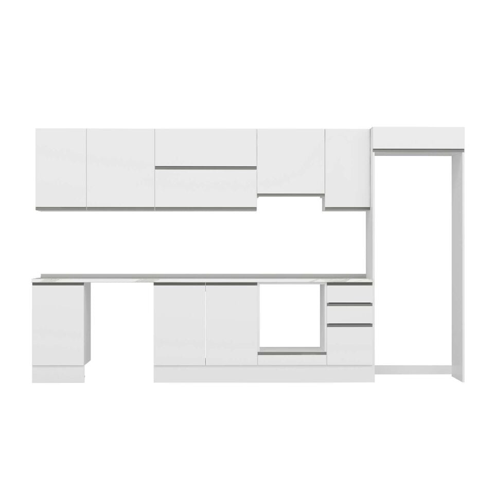 Alvinka 365X222 Cm High Gloss Mutfak Dolabı Mb-E80S45S40-1 High Gloss | Beyaz - Suntalam