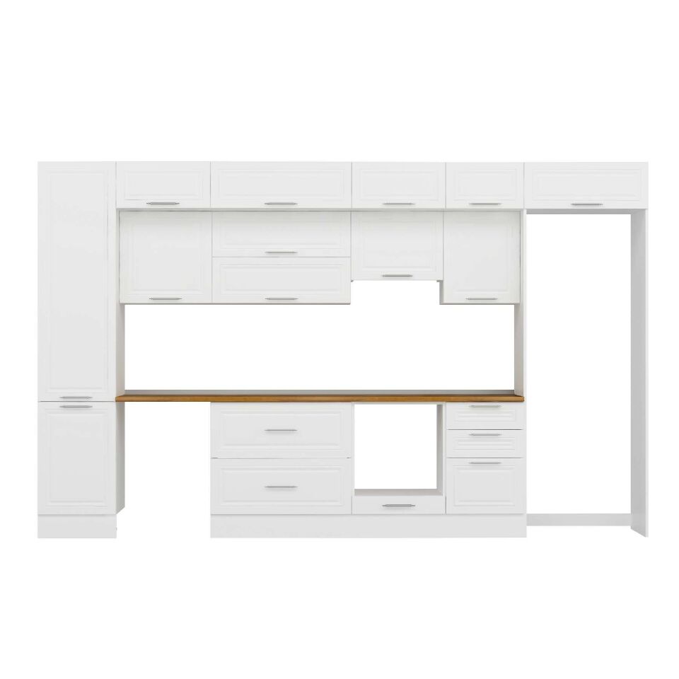 Alvinka 380X240 Cm Klasik Mebran Mutfak Dolabı Mbb-E80B50S50-1 Mebran | Beyaz - Suntalam