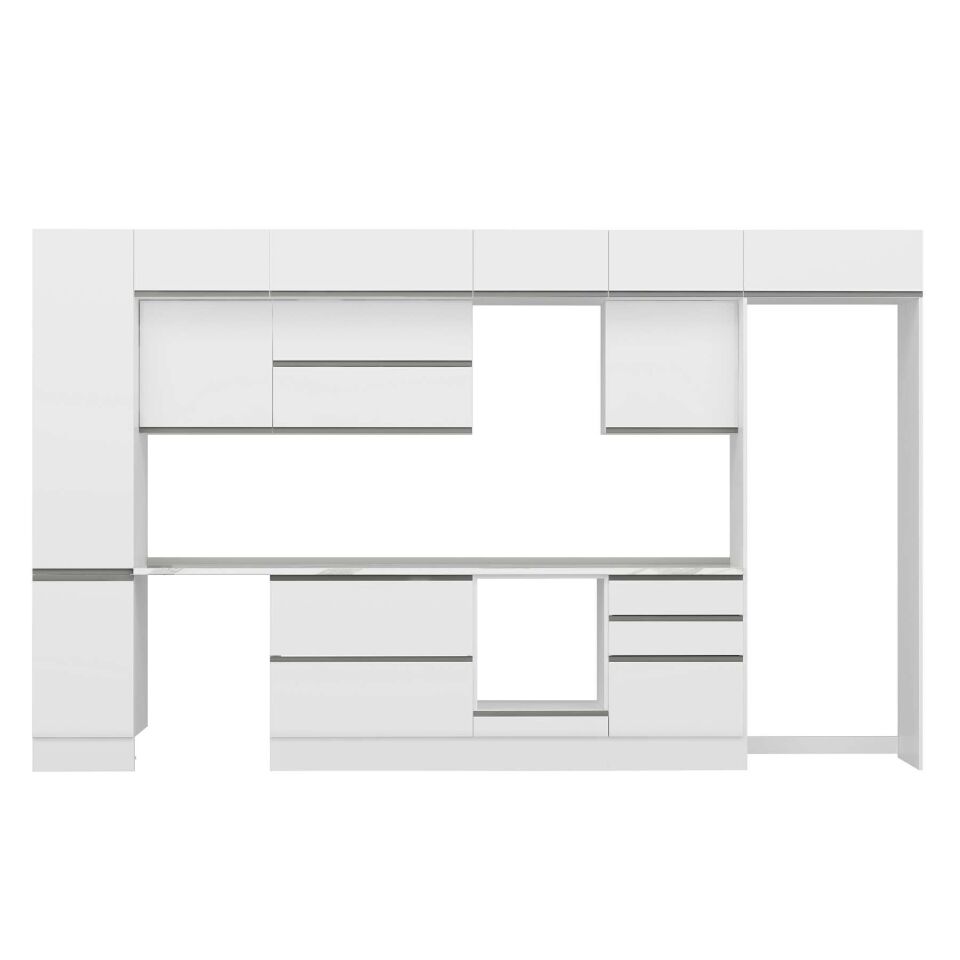 Alvinka 385X240 Cm High Gloss Mutfak Dolabı Mbb-E80B45S60-2 High Gloss | Beyaz - Mdf