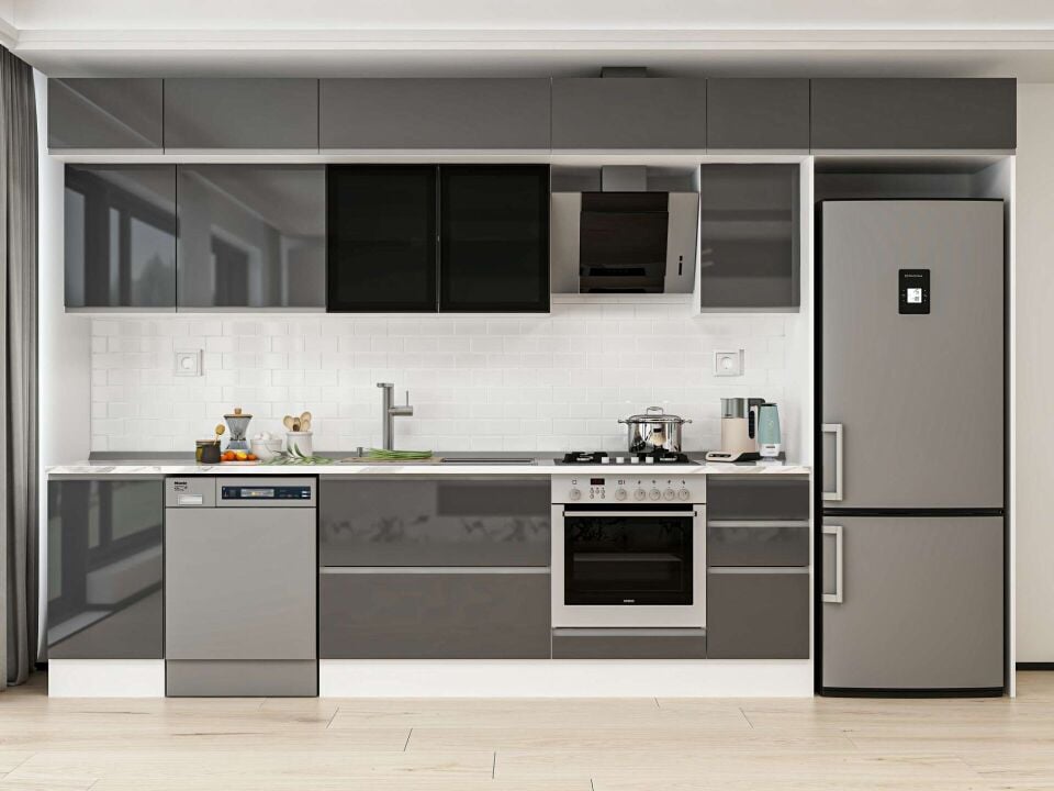 Alvinka 365X240 Cm High Gloss Mutfak Dolabı Mb-E80S45S40-3