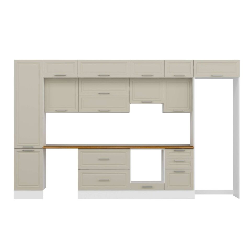 Alvinka 380X240 Cm Klasik Mebran Mutfak Dolabı Mbb-E80B50S50-1 Mebran | Kumtaşı - Suntalam