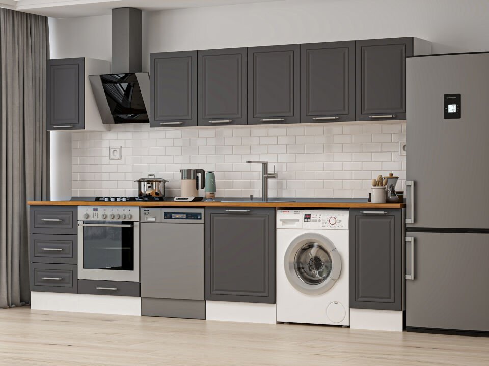 Alvinka 330X210 Cm Mbr_C Mutfak Dolabı Antrasit - Mdf