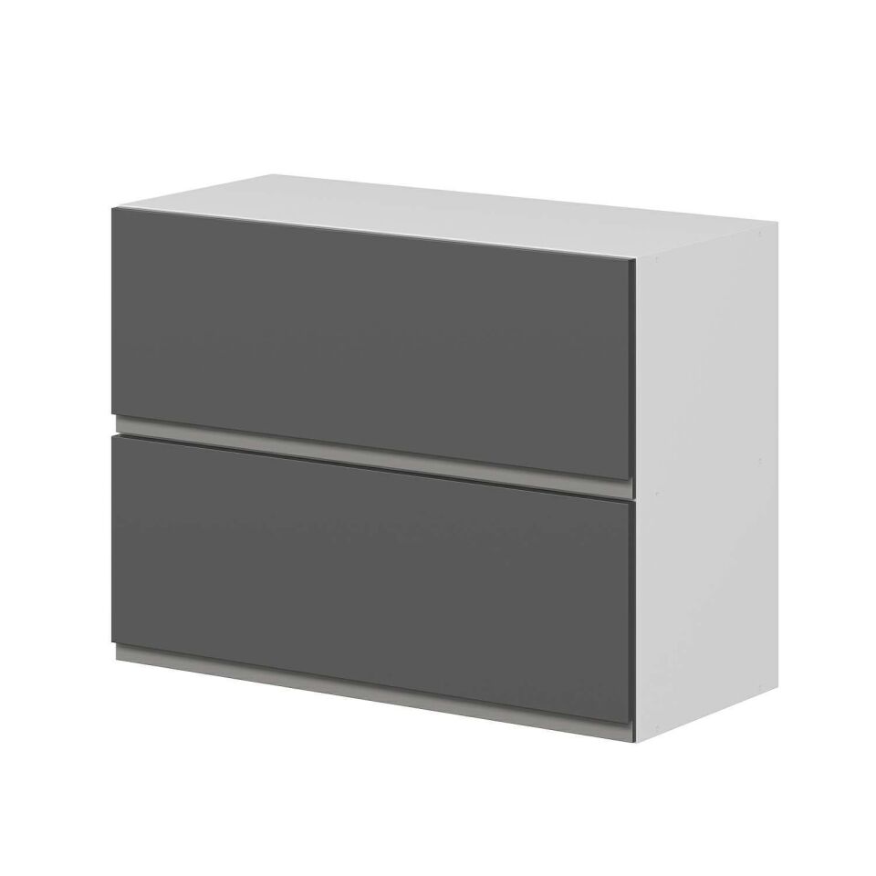 Alvinka Mutfak Modül Hg_J Üst 2Yk1R 80-H60Cm Dolap Beyaz Antrasit Mdf