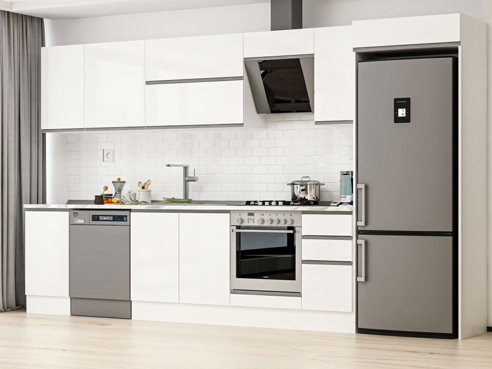 Alvinka 365X222 Cm High Gloss Mutfak Dolabı Mb-E80S45S40-2 High Gloss | Beyaz - Suntalam