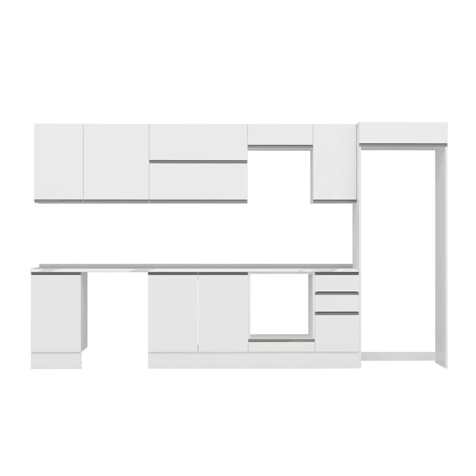 Alvinka 365X222 Cm High Gloss Mutfak Dolabı Mb-E80S45S40-2 High Gloss | Beyaz - Mdf