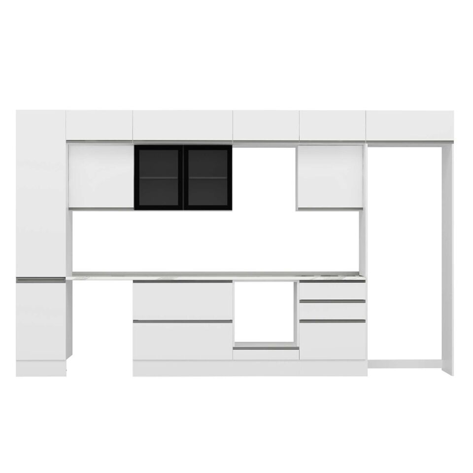 Alvinka 385X240 Cm High Gloss Mutfak Dolabı Mbb-E80B45S60-3 High Gloss | Beyaz - Mdf