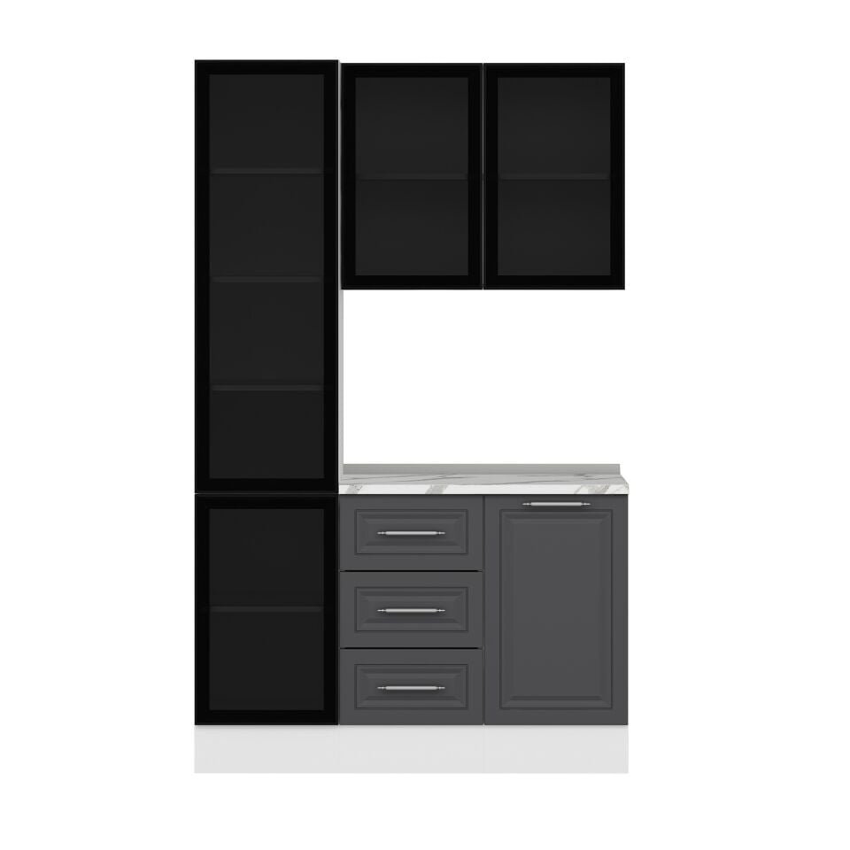 Alvinka Kahve Köşesi 135Cm Mbr_C Beyaz Antrasit Füme Cam