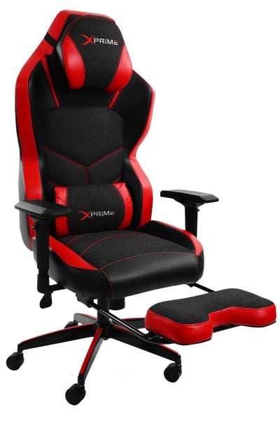 XPrime Tyler Oyuncu Koltuğu Hybrid Kumaş 4D Kolçak Ayak Uzatmalı Kırmızı
