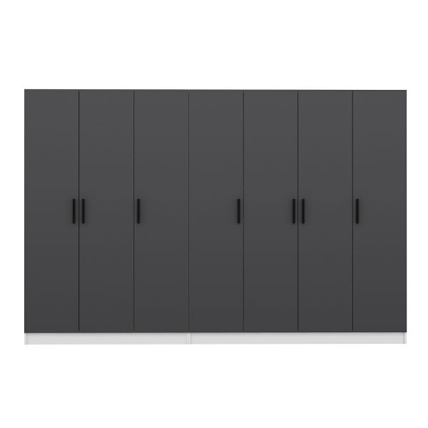 Minar Kale 210 Cm 7 Kapaklı 3B Raf Portmanto Beyaz Antrasit