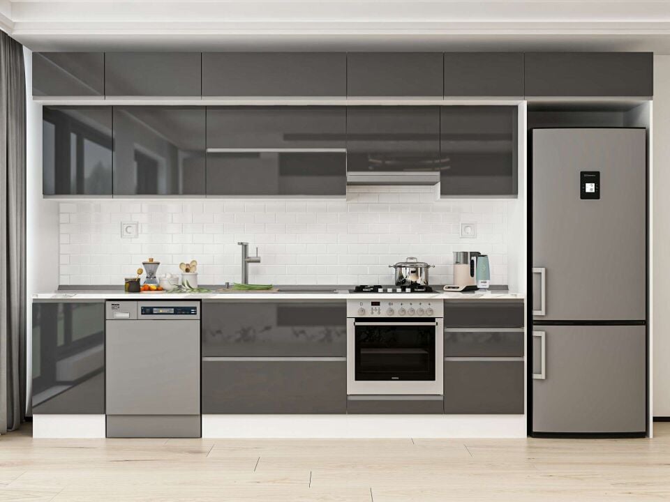 Alvinka 375X240 Cm High Gloss Mutfak Dolabı Mb-E80S45S50-1