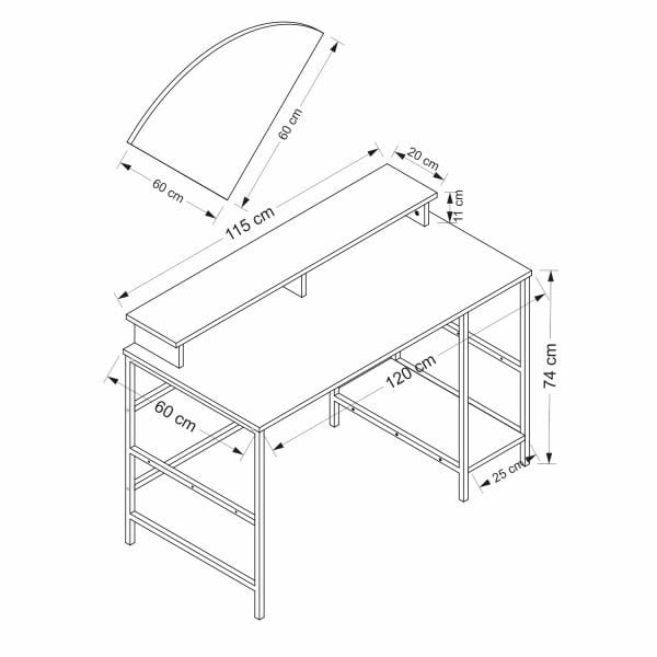 Minar Greta Çalışma Masası Modül2 - Beyaz