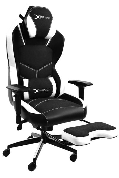 XPrime Tyler Oyuncu Koltuğu Hybrid Kumaş 4D Kolçak Ayak Uzatmalı Beyaz