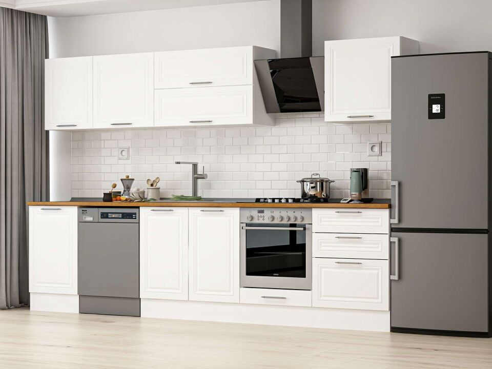 Alvinka 320X210 Cm Klasik Mebran Mutfak Dolabı M-E90S50S60-2 Mebran | Beyaz - Suntalam