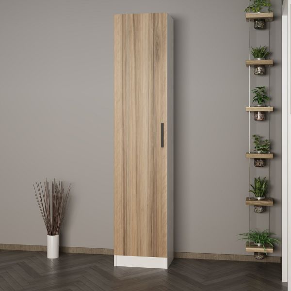 Minar Kale 210 Cm 1 Kapaklı 1B Raf Portmanto Beyaz Dore