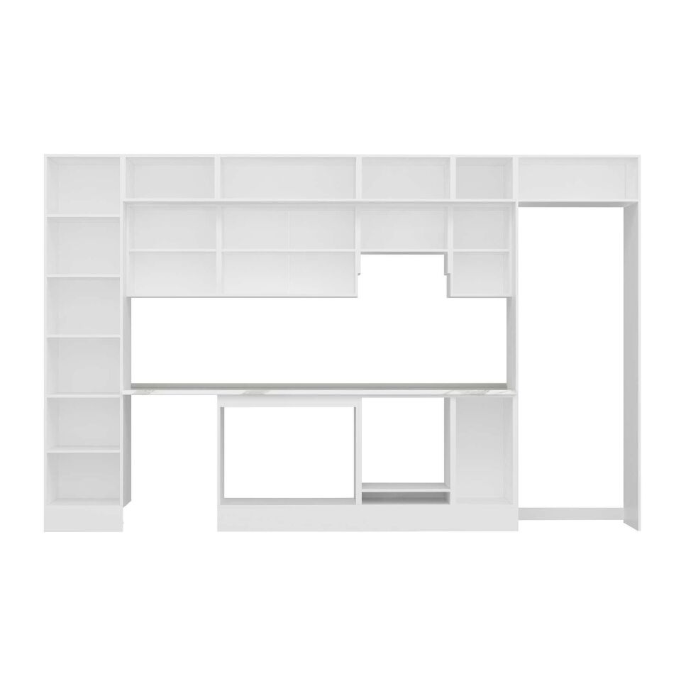 Alvinka 370X240 Cm High Gloss Mutfak Dolabı Mbb-E80B50S40-1 High Gloss | Antrasit - Suntalam