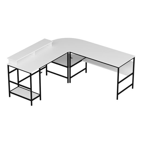 Minar Greta RGB Led Işıklı L Köşe Çalışma Masası - Beyaz