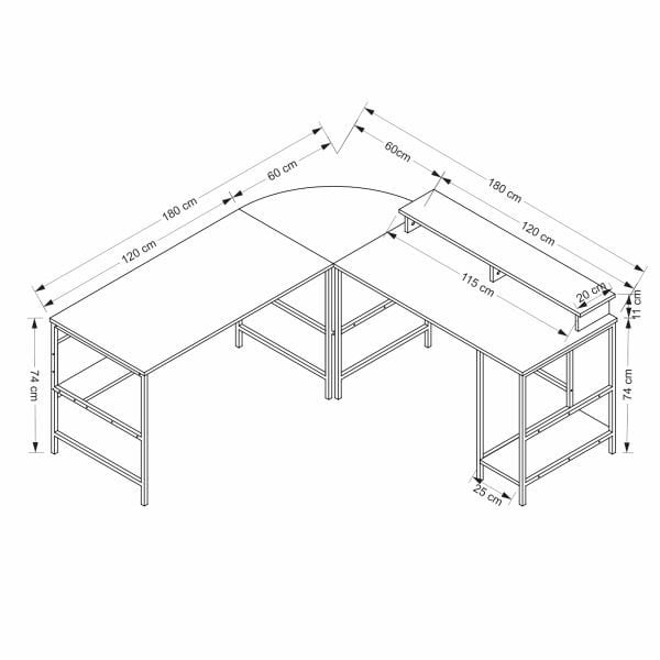 Minar Greta RGB Led Işıklı L Köşe Çalışma Masası - Beyaz