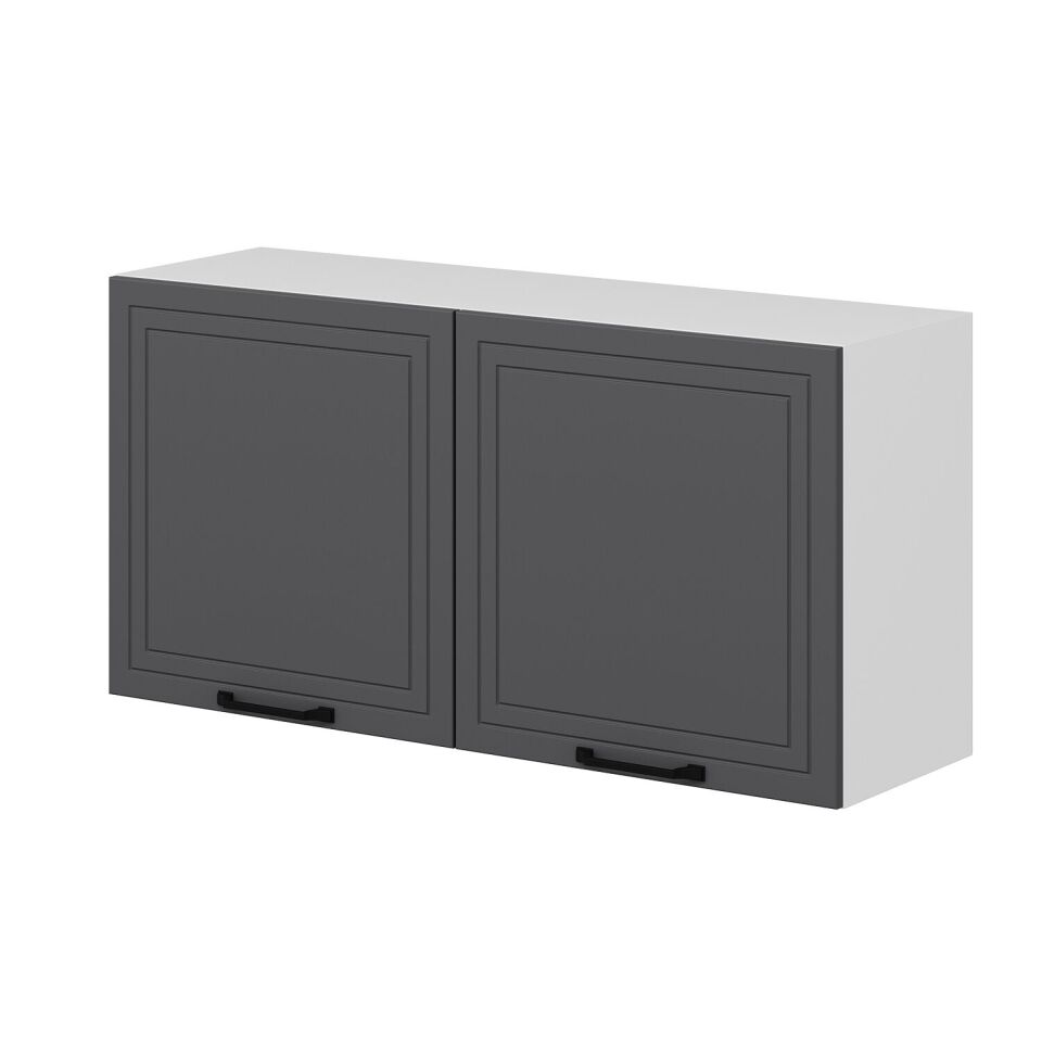 Alvinka Mutfak Modül Mbr_A Üst 2Dk1R 120-H60Cm Dolap Beyaz Antrasit Mdf