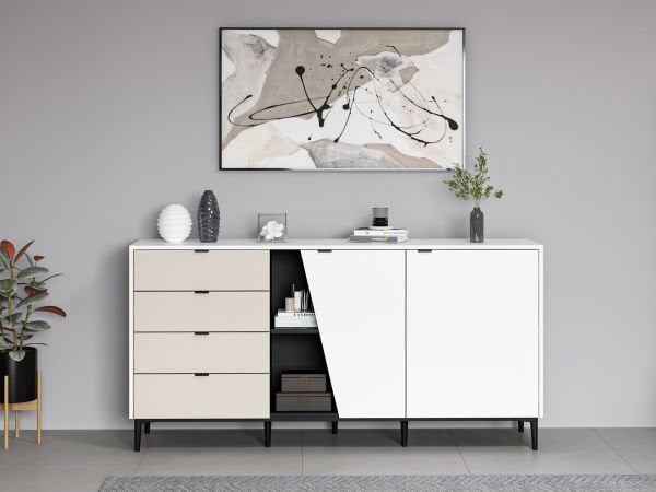 Yelena Konsol - Beyaz/Siyah/Kumtaşı