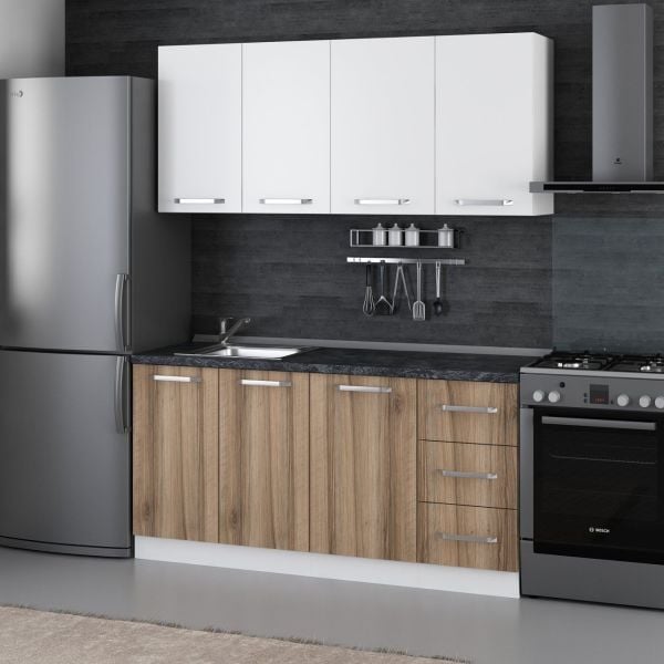 Minar 165 Cm Mutfak Dolabı Beyaz Dore 165-D1