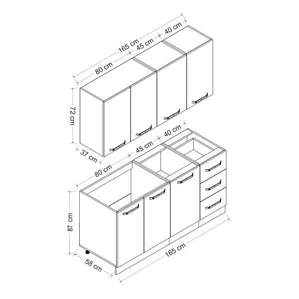 Minar 165 Cm Mutfak Dolabı Beyaz Dore 165-D1
