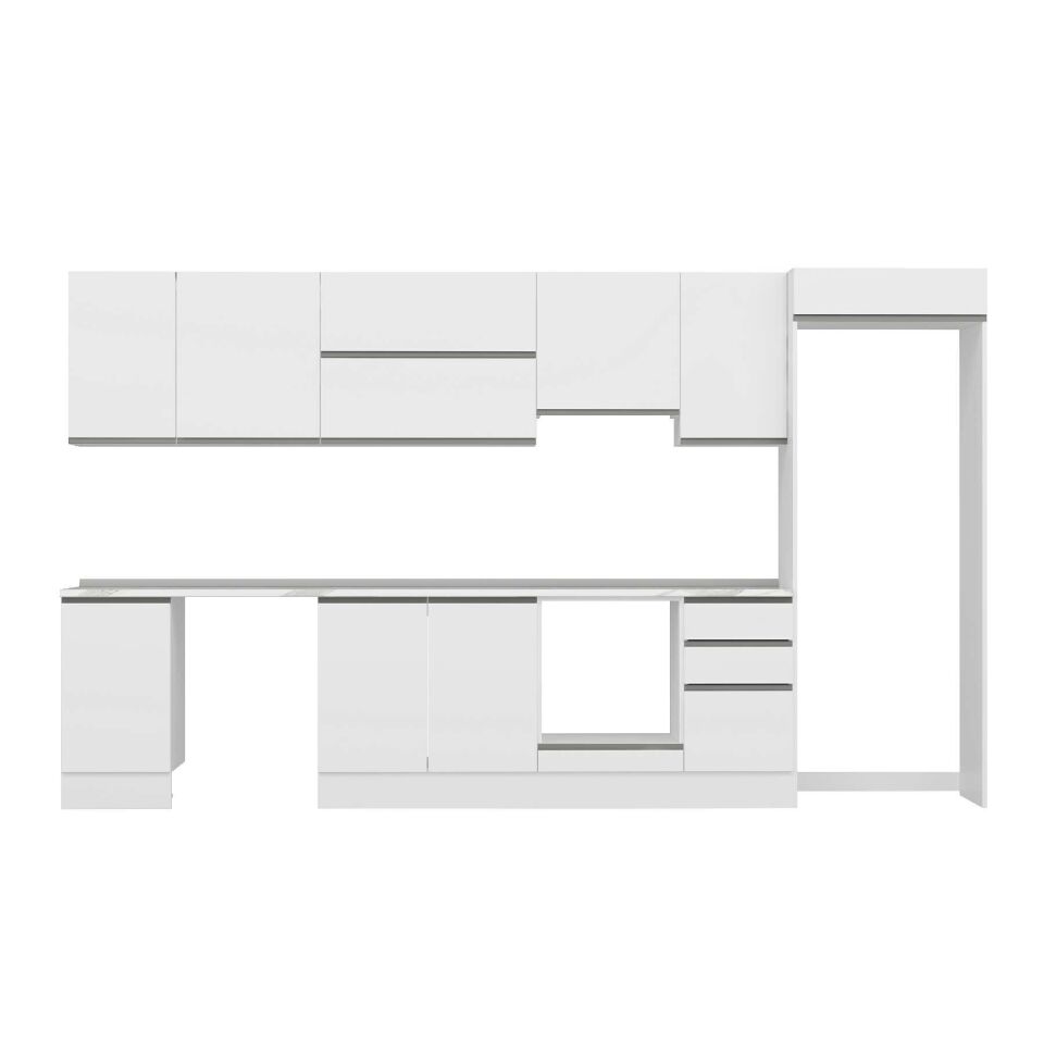 Alvinka 370X222 Cm High Gloss Mutfak Dolabı Mb-E80S45S45-1 High Gloss | Beyaz - Mdf