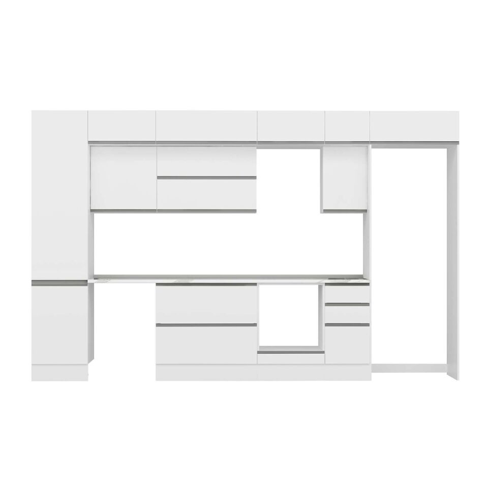 Alvinka 370X240 Cm High Gloss Mutfak Dolabı Mbb-E80B50S40-2 High Gloss | Beyaz - Mdf