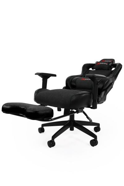 XPrime Over Pro. Oyuncu Koltuğu Hybrid Kumaş 4D Kolçak Ayak Uzatmalı Jet Black Siyah