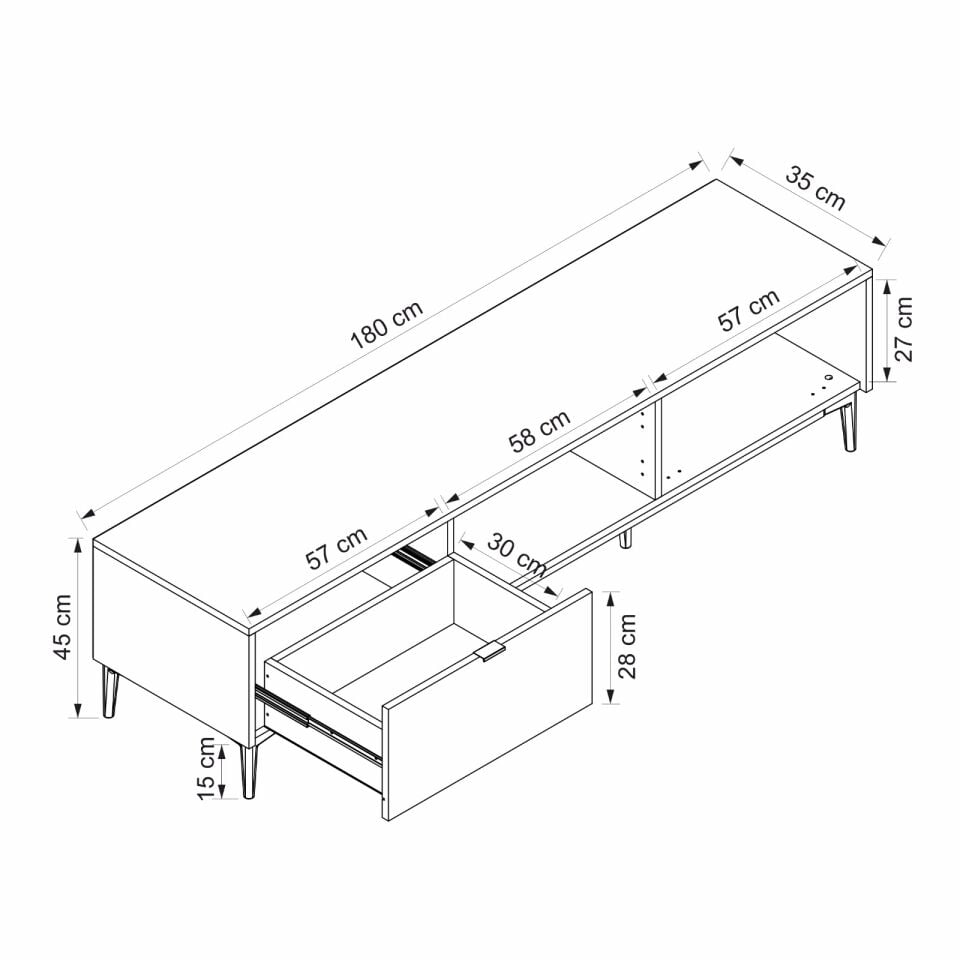 Yelena Tv Ünitesi - Beyaz/Siyah/Kumtaşı