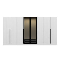 Kale Plus 8 Mebran Kapaklı 2Ç Dolap Beyaz Mebran Füme Cam 210CM