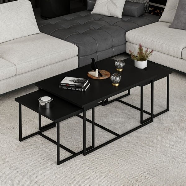 Levada 3'lü Zigonlu Sehpa - Siyah