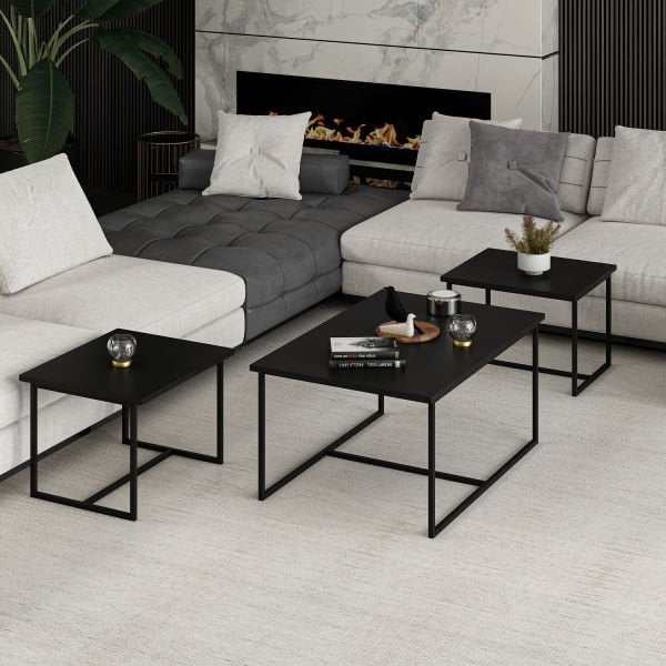 Levada 3'lü Zigonlu Sehpa - Siyah