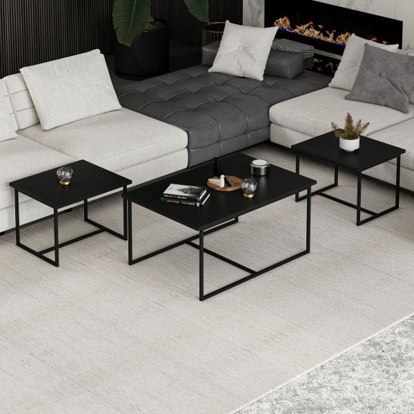 Levada 3'lü Zigonlu Sehpa - Siyah